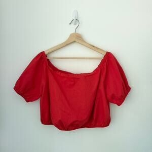 Madewell Cropped Red Blouse Sz Large